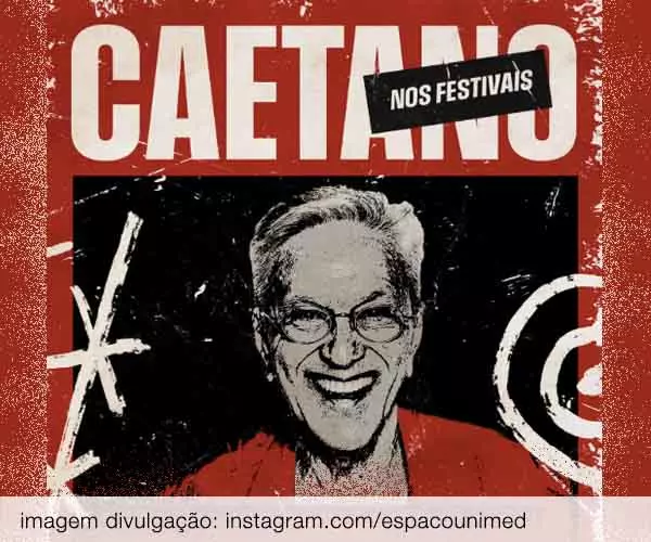 Foto de Caetano Veloso traz turnê “Caetano nos Festivais” a São Paulo